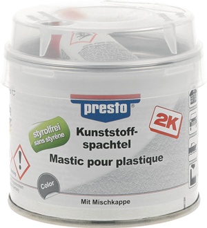 2K-Kunststoffspachtel schwarz,Härter rot 250g Dose PRESTO