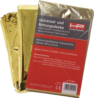 Rettungsdecke DIN 13164 L2100xB1600xH0,2ca.mm Faltmaß ca.144x80x20mm