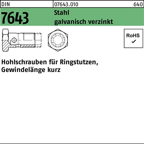 Hohlschraube DIN 7643 Stahl galv.verz. Stück - 1