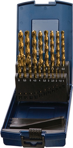 1-10,5x0,5 mm HSS TiN 24 teilig PROMAT  Spiralbohrersatz DIN 338 Typ N Nenn-D 