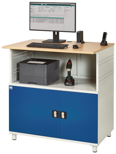 Computerschrank H1100xB1100xT800mm stationär blau/grau m.2BD u.1Trennw. - 2