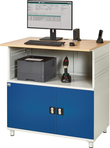 Computerschrank H1100xB1100xT800mm stationär blau/grau m.2BD u.1Trennw. - 3
