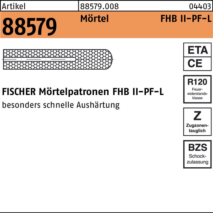Mörtelpatrone R 88579 FHBII-PF 24x210 f.FHB-L 4 Stück FISCHER - 1