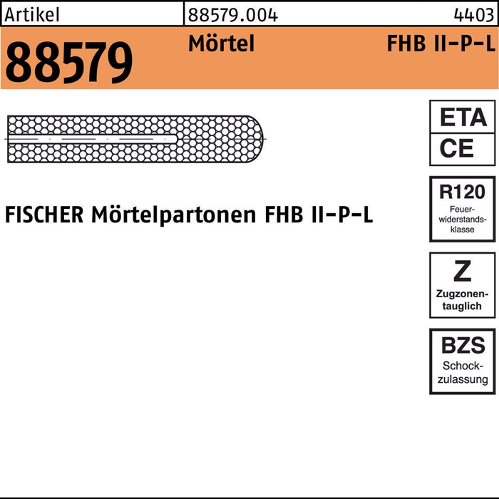Mörtelpatrone R 88579 FHBII-P 20x210 f.FHB-L 4 Stück FISCHER - 1