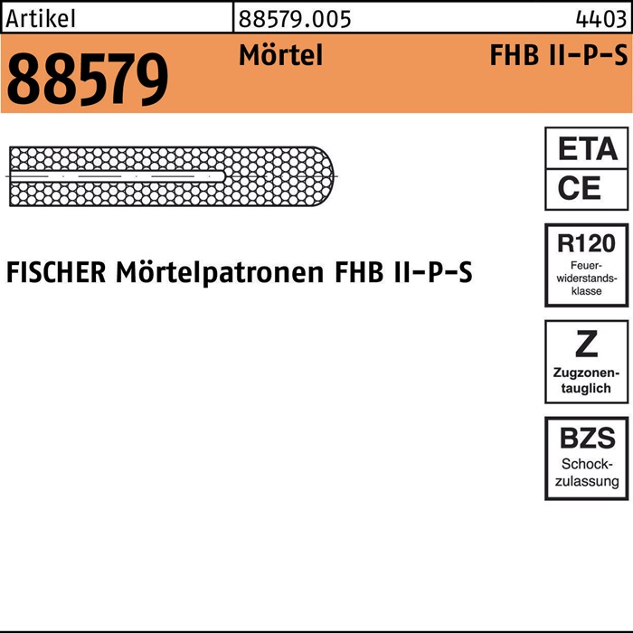 Mörtelpatrone R 88579 FHBII-P 24x170 f.FHB-S 4 Stück FISCHER - 1