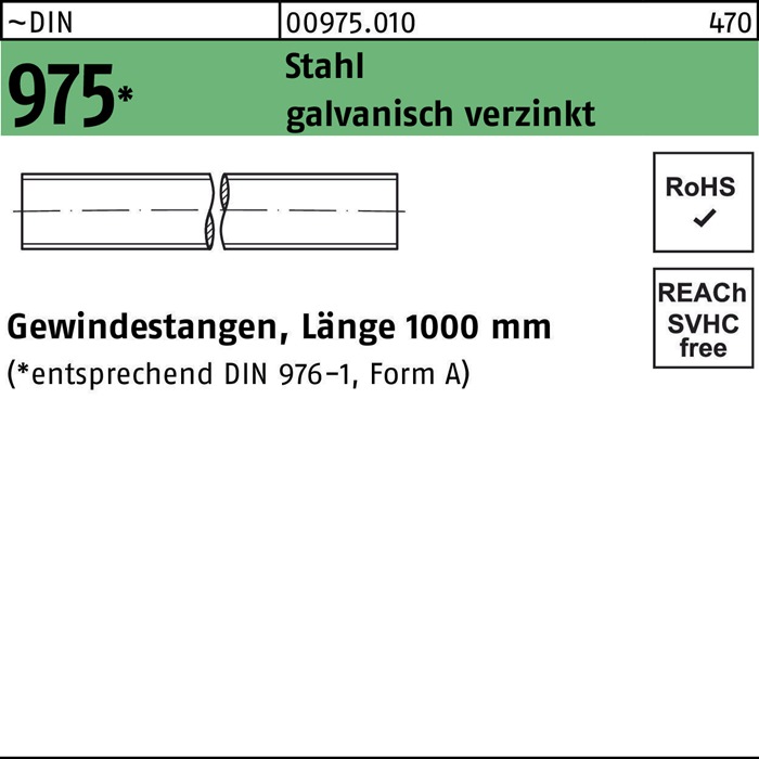 Gewindestange DIN 975 M16x 1000mm Stahl