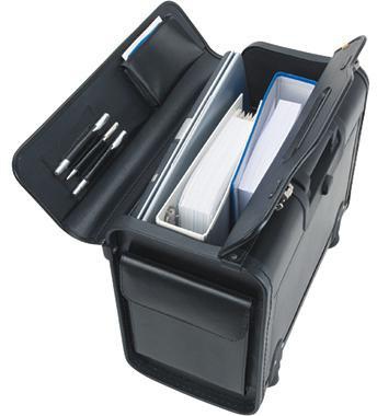 Alassio Pilotenkoffer 92705 mit Trolley Leder schwarz - 1