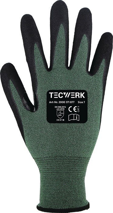 Gant de protection contre les coupures TECWERK taille 7 vert/noir