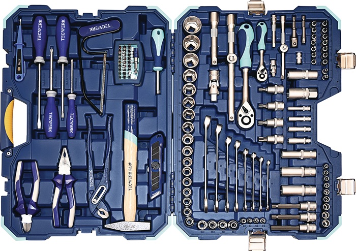 Valise de douilles/d'outillage à main TECWERK 131 pièces