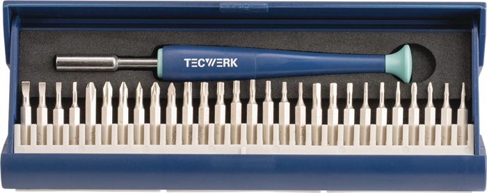 Jeu d'embouts de mécanique de précision TECWERK 29 pièces avec embouts interchangeables