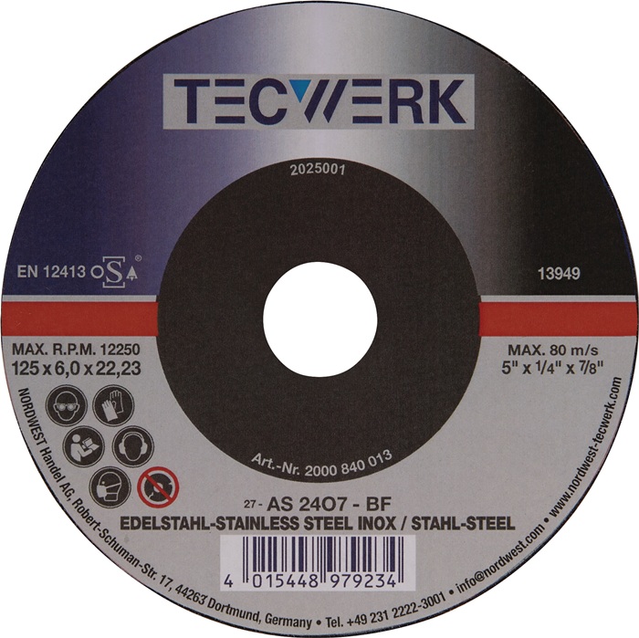 Meule à ébarber TECWERK D125xép.6 mm