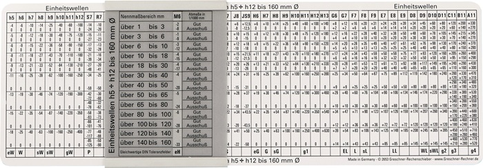 Réglet pour tolérances ISO TECWERK pour perçages/arbres normalisés