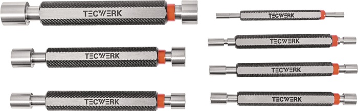 Jeu de tampons lisses doubles TECWERK 1 pc. de chaque 3, 4, 5, 6, 8, 10, 12 mm