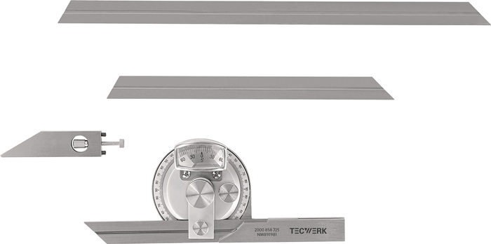 Jeu de rapporteurs d'angle universels TECWERK longueur des rails 150/200/300 mm