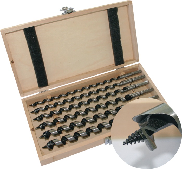 Jeu de forets à bois à simple spirale TECWERK 6 pièces longueur 460 mm