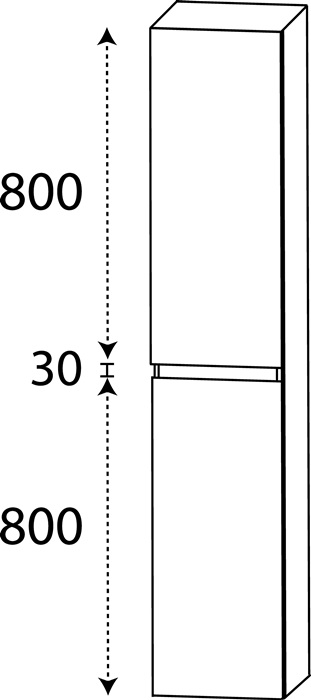 Hochschrank m.Griffmulde 1630x300x300mm konf.li.DELPHIS UNIC