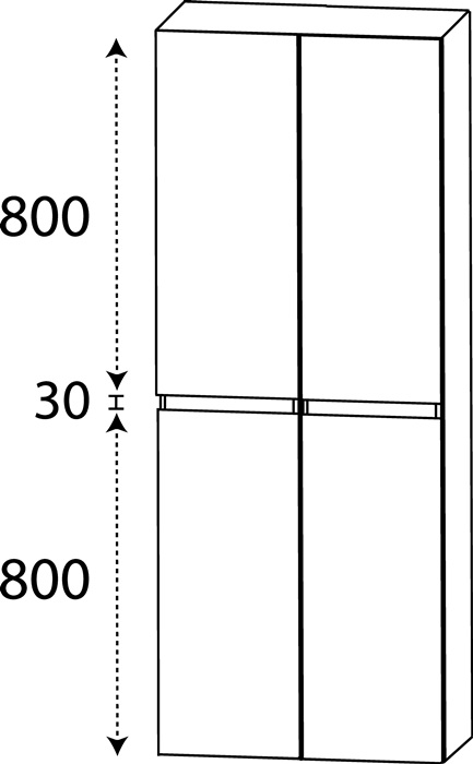 Hochschrank m.Griffmulde 1630x600x300mm konf.L/R DELPHIS UNIC