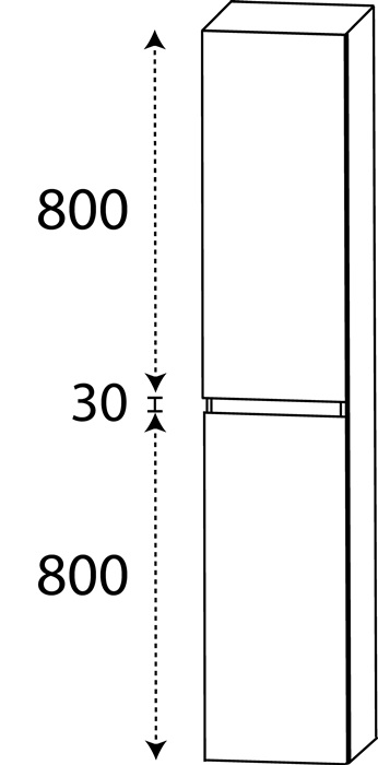 Hochschrank m.Griffmulde 1630x300x300mm konf.re.DELPHIS UNIC
