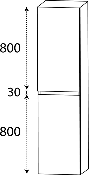 Hochschrank m.Griffmulde 1630x400x300mm konf.re.DELPHIS UNIC