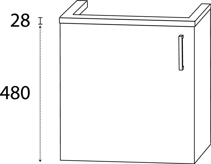 Waschtischunterschrank m.Griff 508x400x270mm konf.DELPHIS UNIC