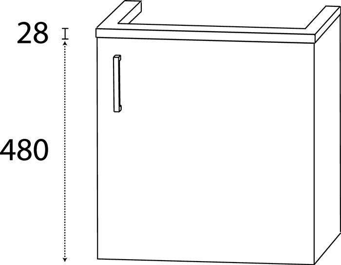 Waschtischunterschrank m.Griff 508x400x270mm konf.DELPHIS UNIC