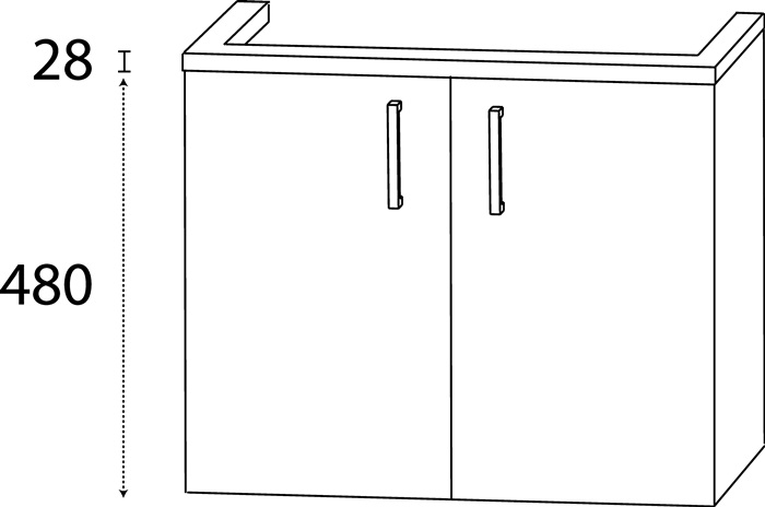 Waschtischunterschrank m.Griff 508x550x270mm konf.DELPHIS UNIC