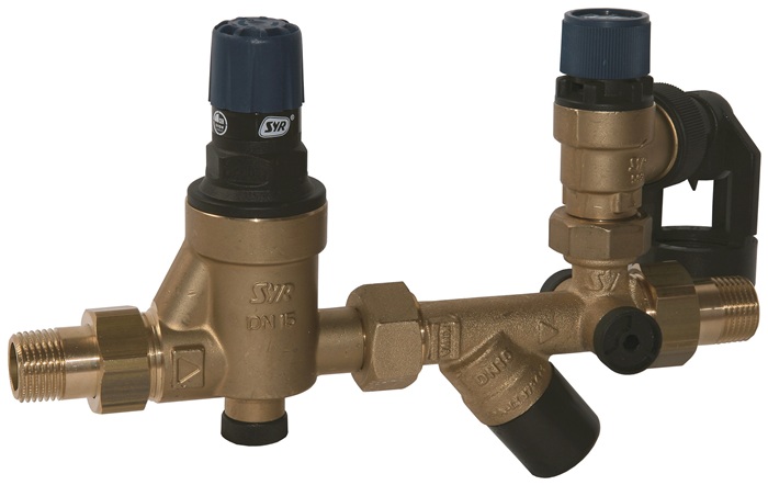 Sicherheitsgruppe DN 15, 1/2″, 6 bar, m.Druckminderer 10 bar DELPHISXPERT