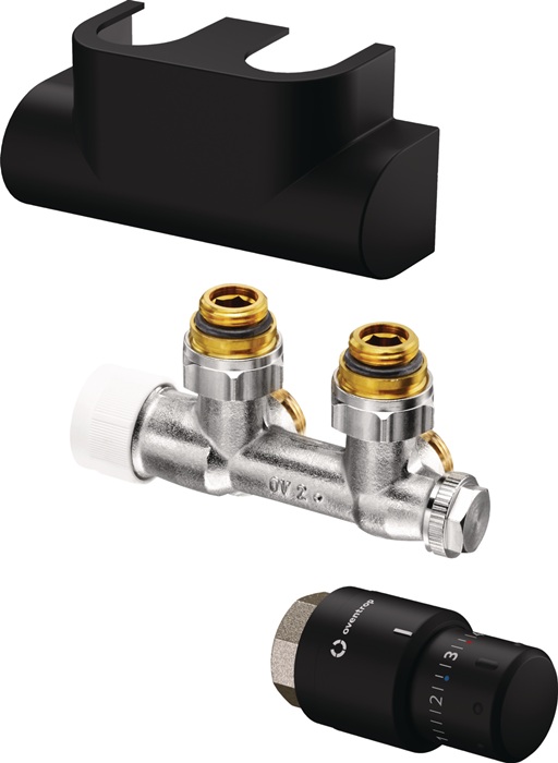 Anschluss-Set Multiblock T/Uni SH Eck, f. Badheizkörper G 1/2Z IG schwarz