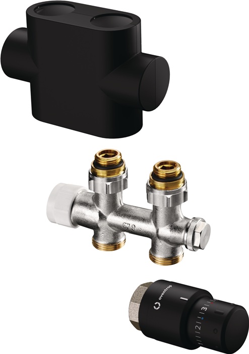 Anschluss-Set Multiblock T/Uni SH Durchg f Badheizkörper G1/2Z IG schwarz