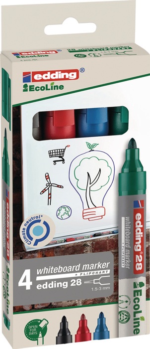 Jeu de marqueurs pour tableaux blancs EDDING noir/rouge/bleu/vert
