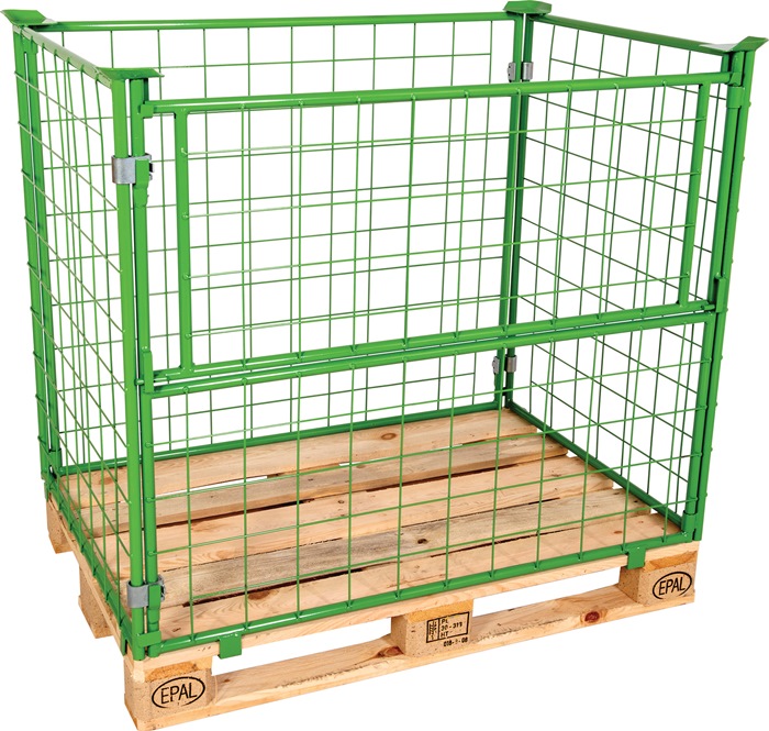 Gitteraufsatzrahmen L1200xB800mm Nutz-H1000mm Längsseite m.1/2Klappe STA maigrün