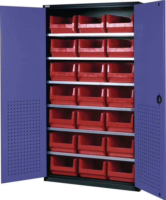Großraumschrank H1950xB1100xT620mm taubenblau NCS/hellblau NCS 6 Fbd. 21 Kästen