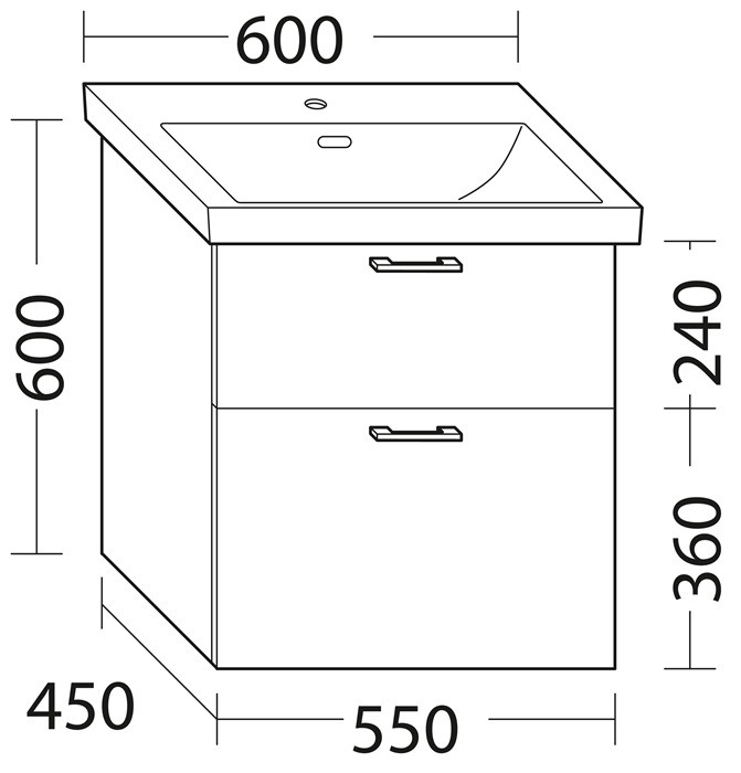 delphis unic Waschtischunterschrank WXPF 60x95x45cm Sandeiche Struktur