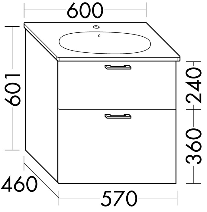 delphis unic Waschtischunterschrank WVZN 60,1x57x46cm Juramatt Weiß