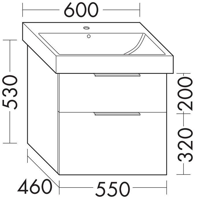 delphis unic Waschtischunterschrank WVLE 53x70x46cm Roterle Struktur