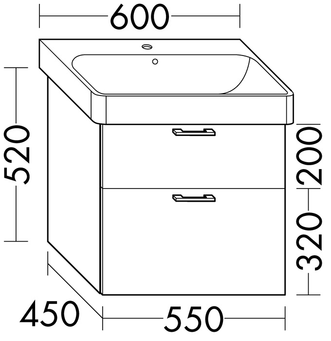 delphis unic Waschtischunterschrank WVGB 52x115x45cm Juramatt Grau