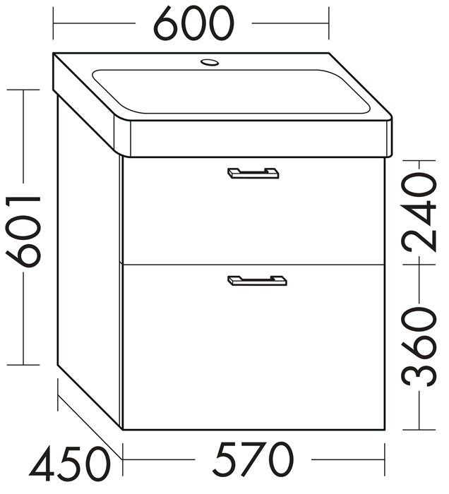 delphis unic Waschtischunterschrank WXGR 60,1x75x45cm Weißeiche Struktur