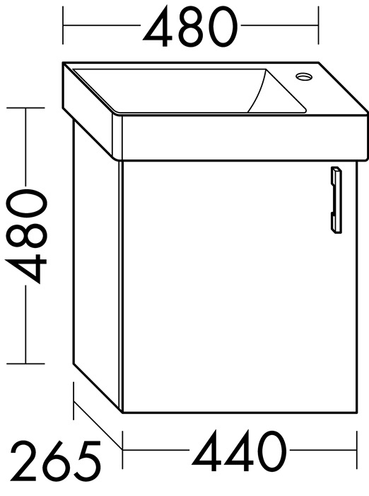 delphis unic Waschtischunterschrank WURI li 48x44x26cm Weißeiche Struktur