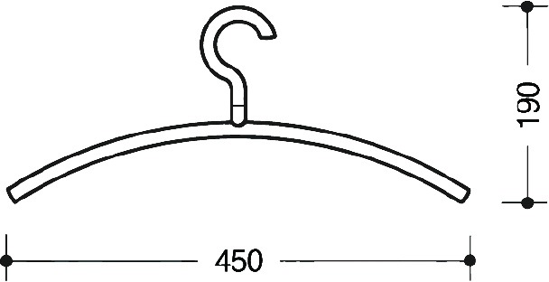 HEWI 570.3B 99 Kleiderbügel 570.3B 99 Kunststoff 99 reinweiß matt  Breite 450 mm 