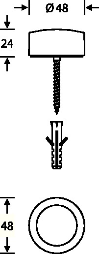 Bodentürpuffer 38 3878 D.48mm H.24mm VA ma Dübelmontage FSB - 3