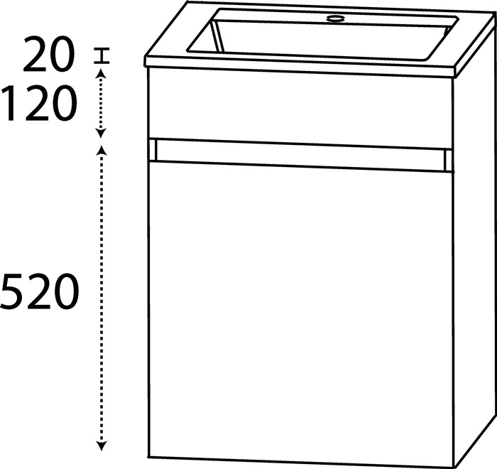 Gästebad-Set S m.Griffmulde 660x512x330mm konf.Typ B konf.DELPHIS