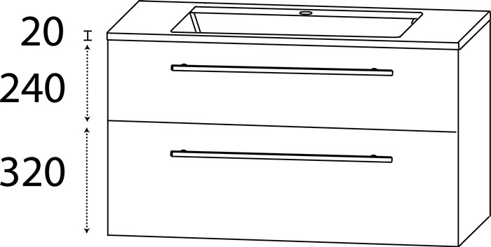 Waschtisch-Set S m.Griff 580x1212x500mm konf.Typ A (mit Griff) konf.DELPHIS