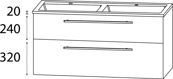 Waschtisch-Set S m.Griff 580x1212x500mm konf.Typ A (mit Griff) konf.DELPHIS
