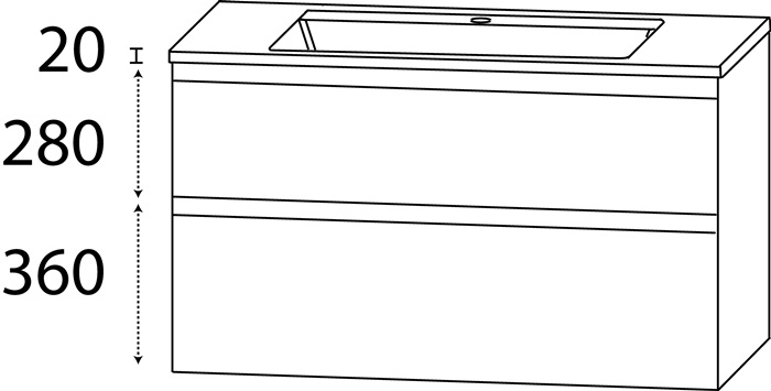 Waschtisch-Set S m.Griffmulde 660x812x500mm konf.Typ B konf.DELPHIS