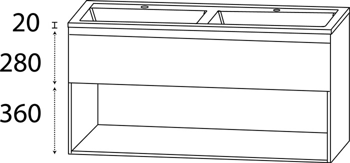 Waschtisch-Set S m.Griffmulde 660x1412x500mm konf.Typ B konf.DELPHIS