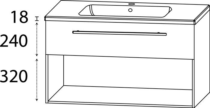Waschtisch-Set C m.Griff 578x1010x460mm konf.Typ A (mit Griff) konf.DELPHIS