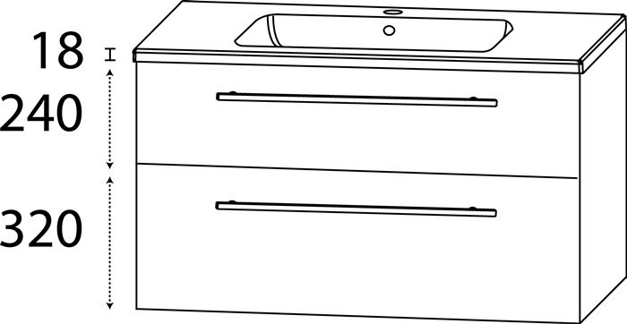 Waschtisch-Set C m.Griff 578x1010x460mm konf.Typ A (mit Griff) konf.DELPHIS