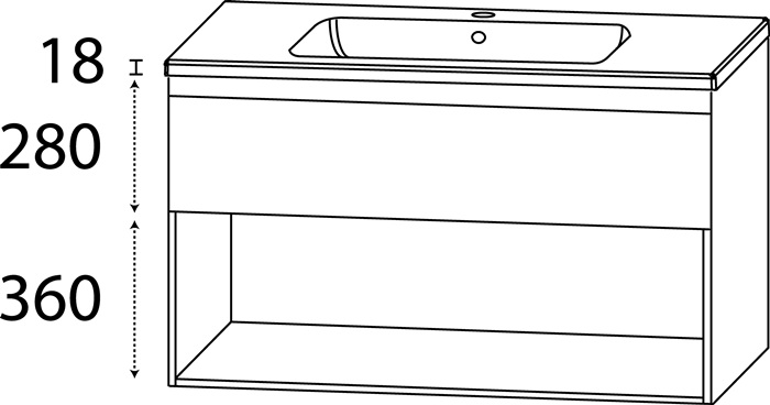 Waschtisch-Set C m.Griffmulde 658x1210x460mm konf.Typ B konf.DELPHIS