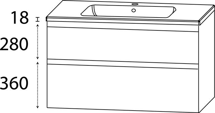 Waschtisch-Set C m.Griffmulde 658x1010x460mm konf.Typ B konf.DELPHIS
