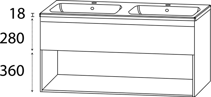 Waschtisch-Set C m.Griffmulde 658x1210x460mm konf.Typ B konf.DELPHIS
